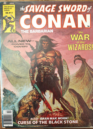 Softcover of Savage Sword of Conan #17 comic book from 1974, featuring Conan artwork on the cover.