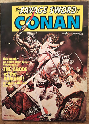 Softcover comic book "Savage Sword of Conan" UK 1977 Marvel Series #12, vintage Conan adventure, collectible comic in good condition