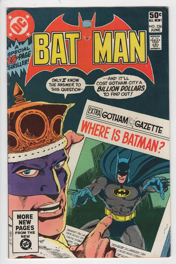 Batman 336 (DC, 1981) - Mycomicshop.be