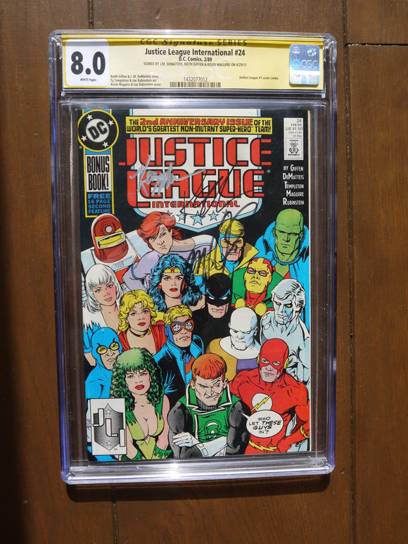 Justice League America (1987) #24 - Triple Signed