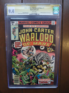 John Carter Warlord of Mars (1977) #1 CGC 9.4 Signed by Stan Lee