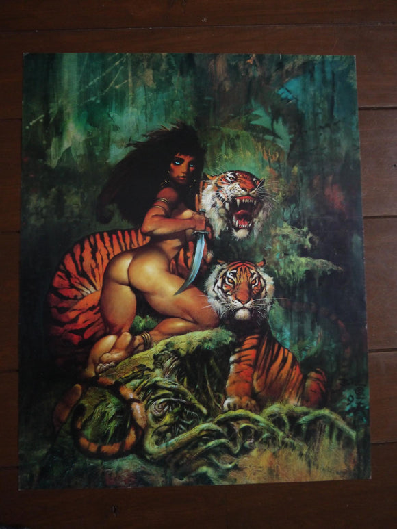 Poster Jungle Girl with Tigers 1999 Simon Bisley
