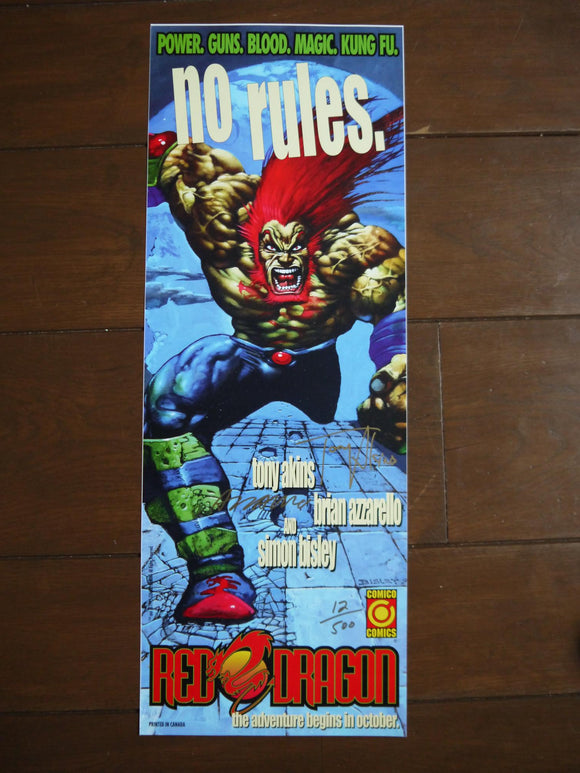 Promo Poster Red Dragon 1996 Bisley 2 x Signed