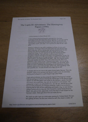 Lupin the 3rd: Hemingway Paper (1990) [VPLY-70130] - Mycomicshop.be