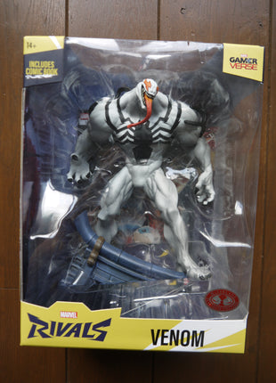 Marvel Rivals Venom Red Platinum Edition 1/6 scale action figure in damaged packaging, 24 cm
