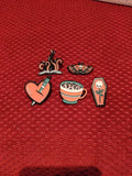 "Heart/Dagger, Octobook, eyecoffee, Death moth and coffint" Enamel Pin Set - Mycomicshop.be