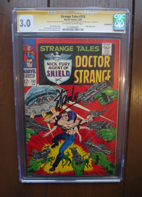 Strange Tales (1951 1st Series) #153 CGC 3.0 Signed by Stan Lee - Mycomicshop.be