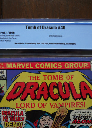 Tomb of Dracula (1972 1st Series) #40 CGC 3.0 - Mycomicshop.be