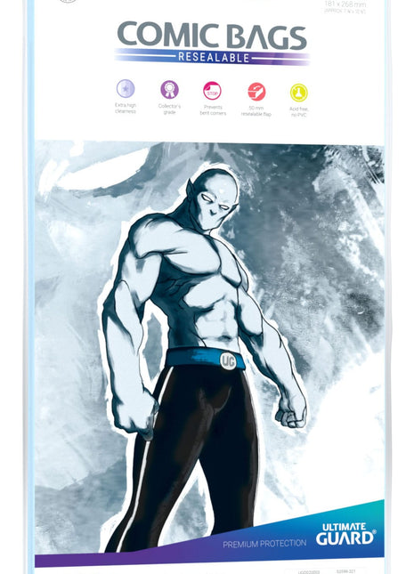 Ultimate Guard Comic Bags Resealable Silver Size (100) - Mycomicshop.be