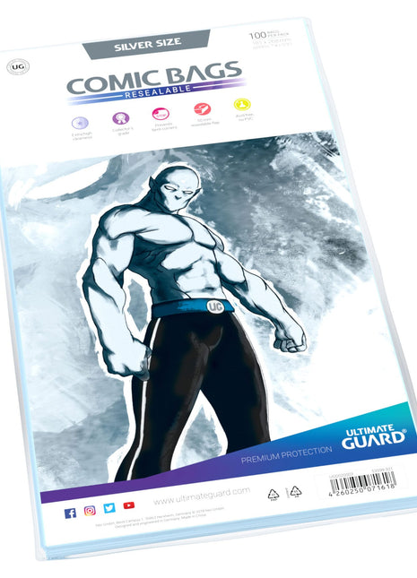 Ultimate Guard Comic Bags Resealable Silver Size (100) - Mycomicshop.be