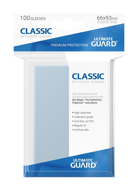 Ultimate Guard Classic Soft Sleeves Standard Size Transparent (100) - Mycomicshop.be