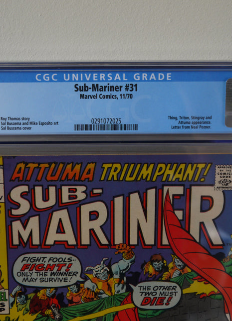 Sub-Mariner (1968 1st Series) #31 CGC 7.5 - Mycomicshop.be